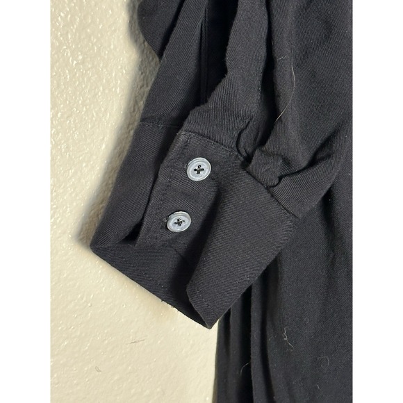LOGO by Lori Goldstein Size 16 Black Button Up Shirt with 3/4 Roll Tab Sleeves - Picture 6 of 6